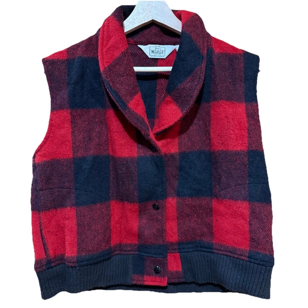 Woolrich Womens Hunting Vest Vintage Red Black Buffalo Plaid‎ USA Size Large EUC